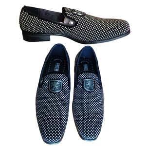 Stacy Adams Mens Dress Shoes Size 9 Swagger Black Silver Goth Glam